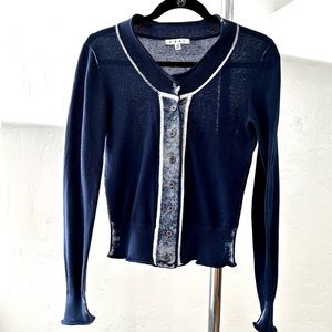 CAbi navy blue and white lightweight sweater - Size XS